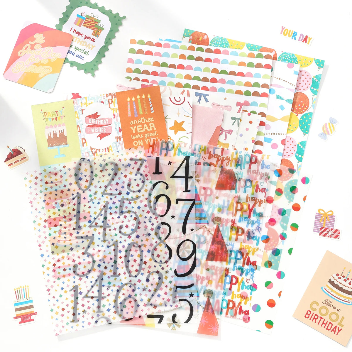 Sweet Party Glow colorful sticker and paper set