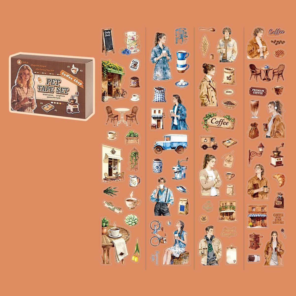 Coffee Shop tape illustrations and details