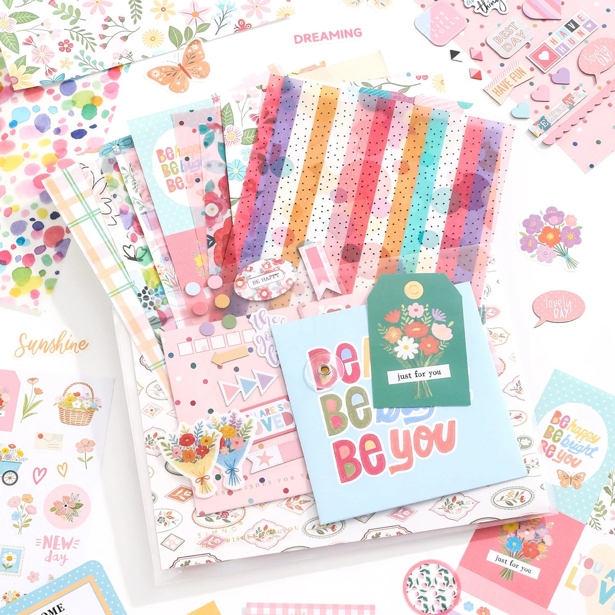 Flower Fun Collection pink ephemera set