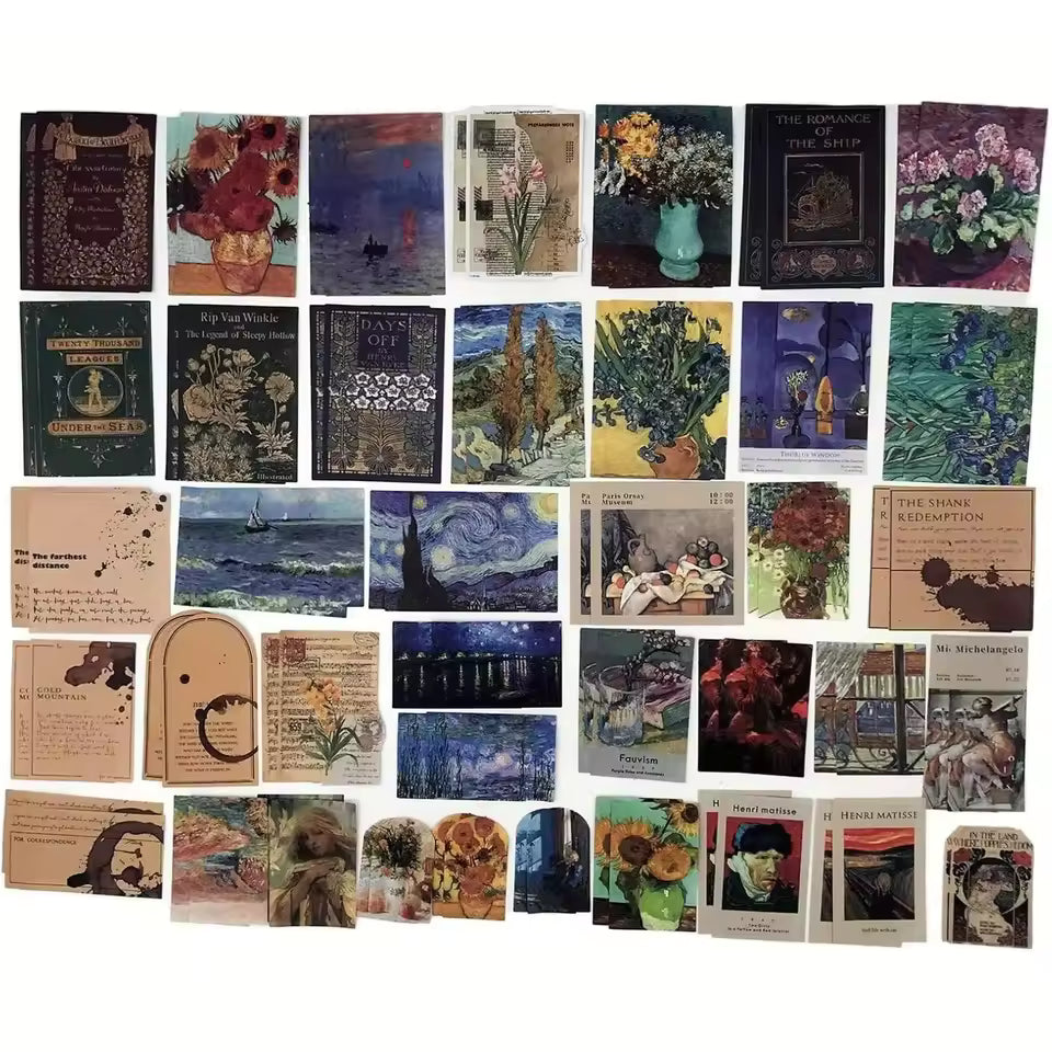 Close-up of Van Gogh painting-inspired paper pieces