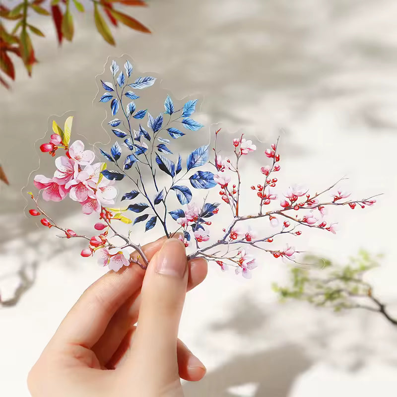 Painted Branches 20-Piece Transparent Sticker Pack
