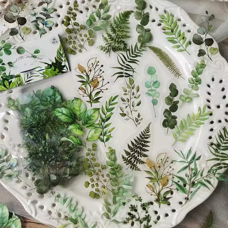 Woodland Botanicals 40-Piece Transparent Sticker Pack