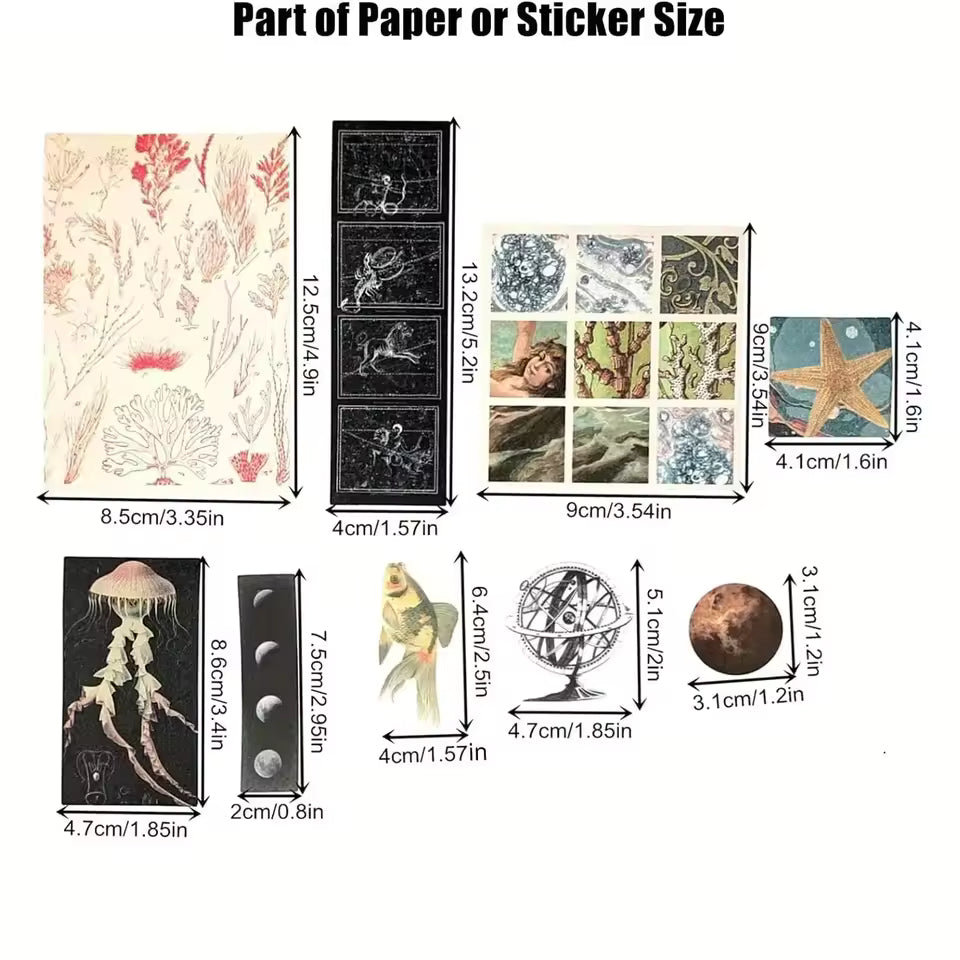 Cosmic ocean ephemera kit galaxy and planet paper designs