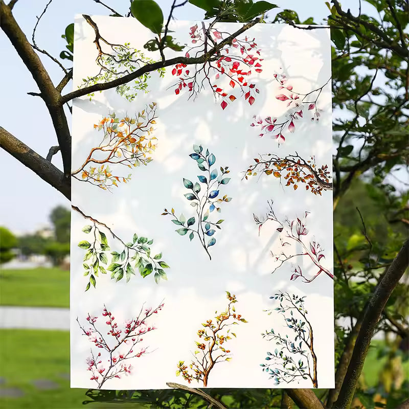 Painted Branches 20-Piece Transparent Sticker Pack