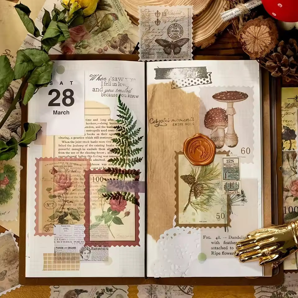 Assorted vintage washi paper stickers