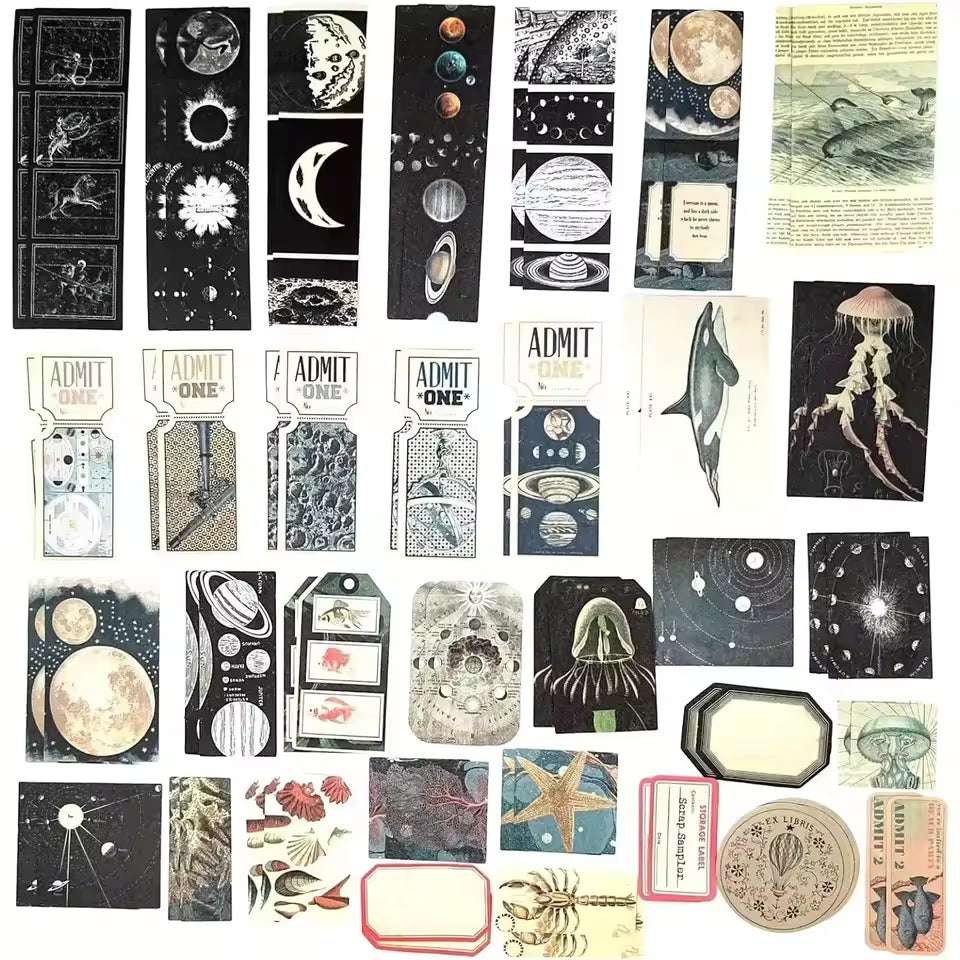 Cosmic ocean ephemera kit vintage map designs
