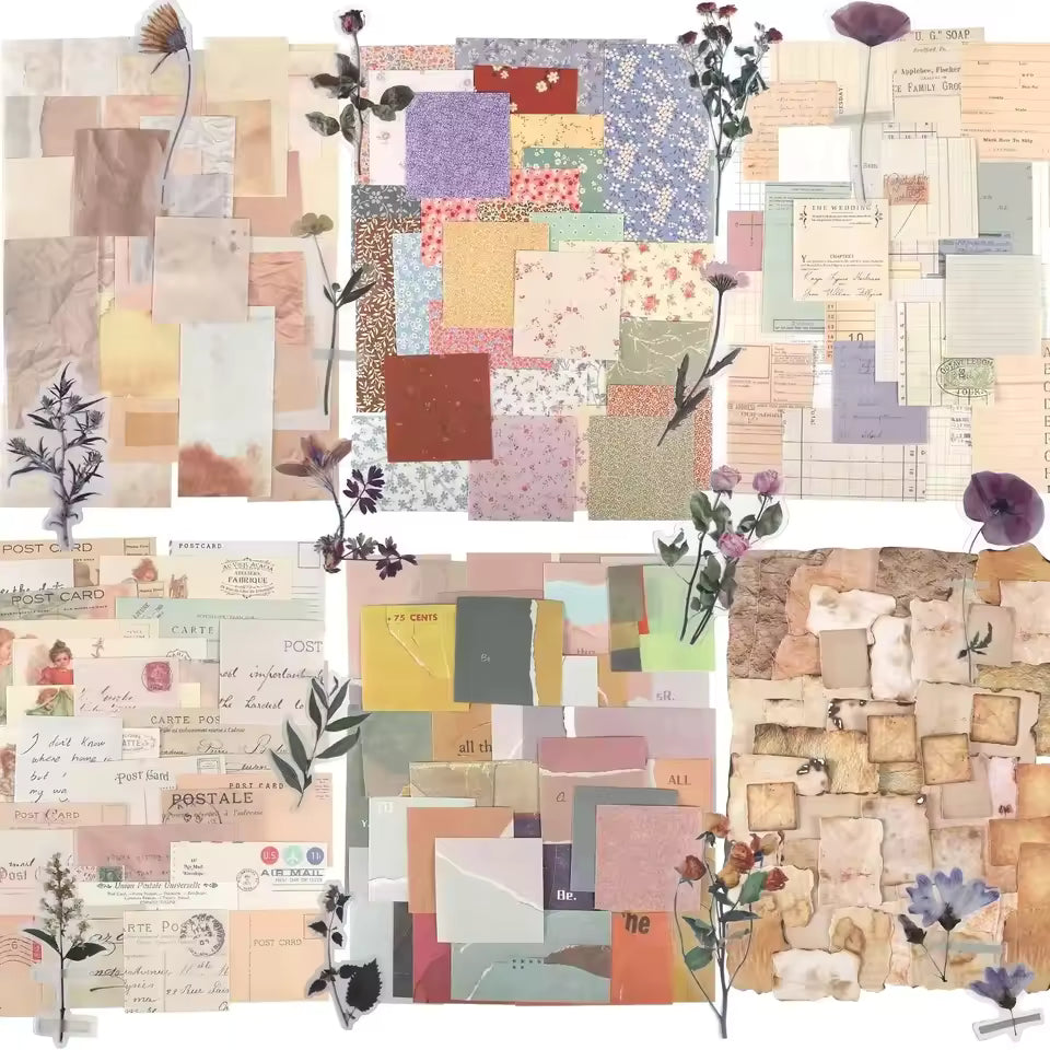 Mixed vintage scrapbook paper craft kit