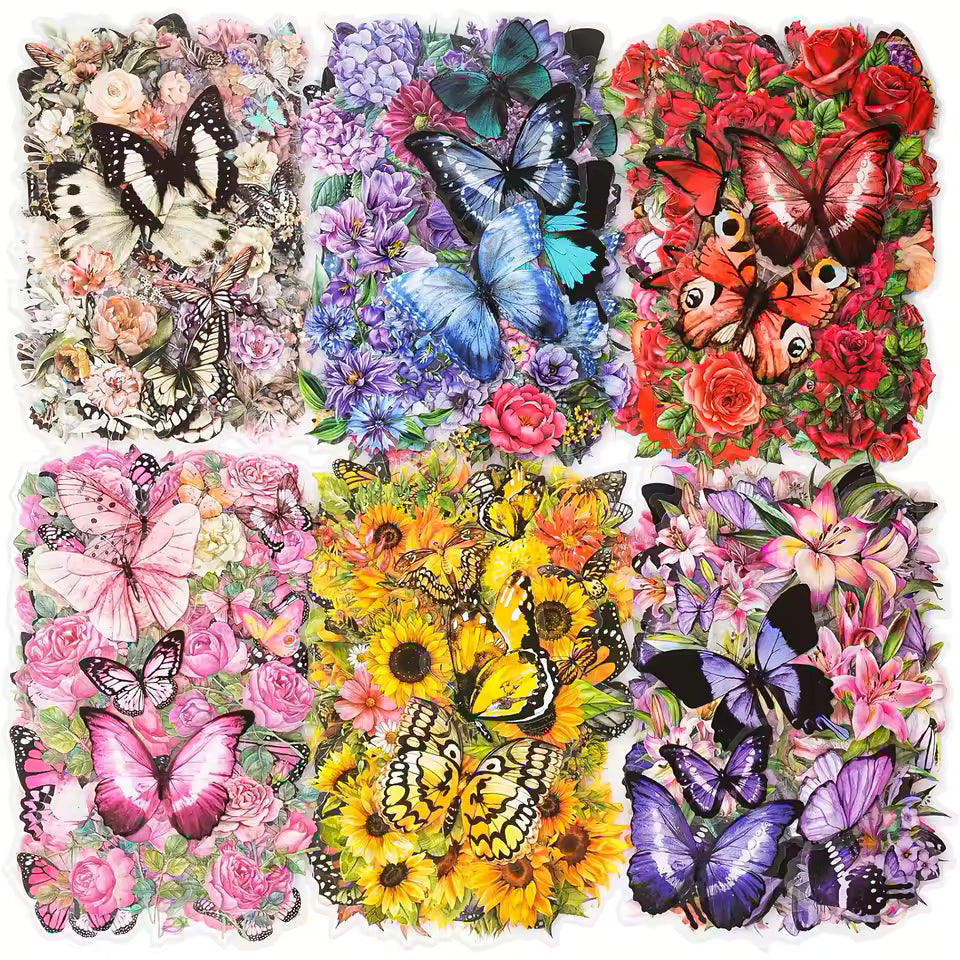 Butterfly & Floral Sticker Kit - full 300-piece set overview
