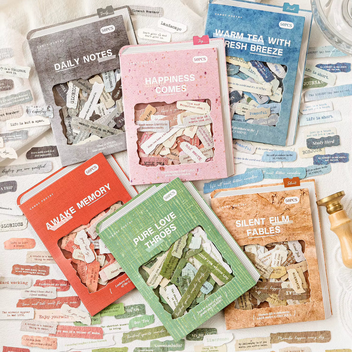 Found Words 50-Piece Vintage Letter Sticker Pack