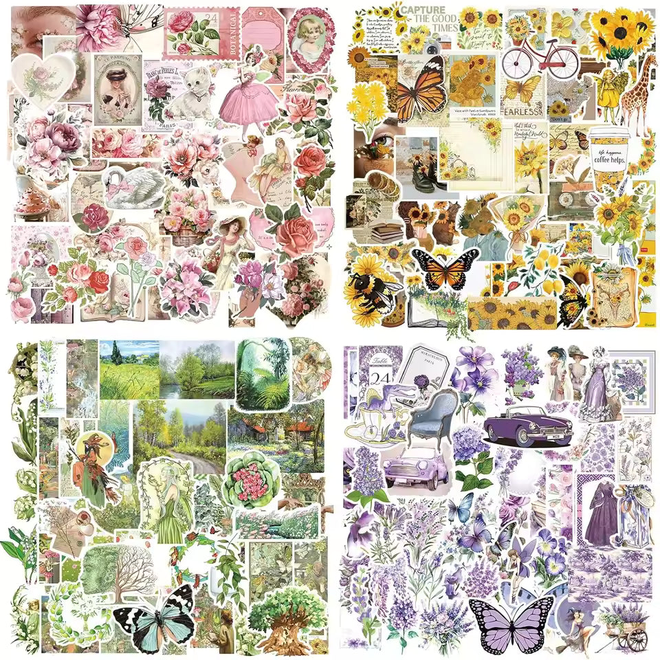 Vintage Aesthetic Ephemera Kit - full 400-piece set overview