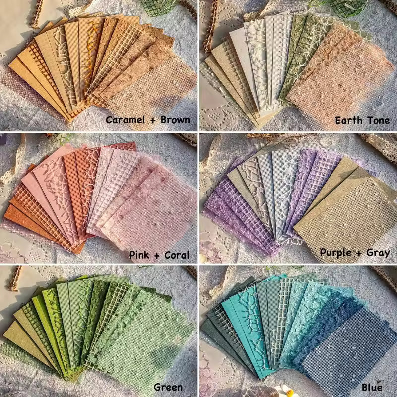 Scrapbook paper and mesh fabric set overview