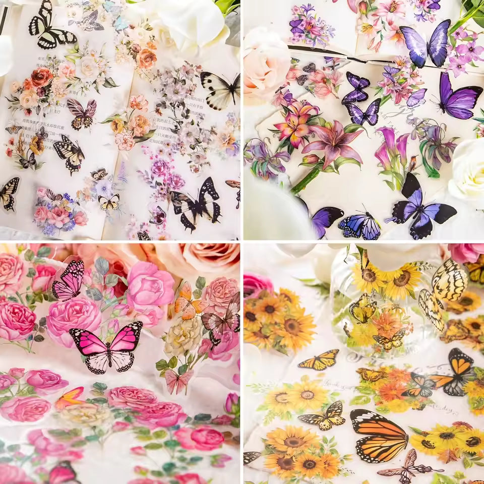 Butterfly & Floral Sticker Kit - example journal page application