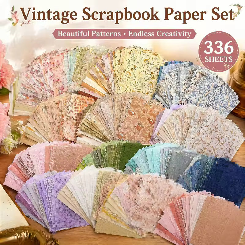 Textured scrapbook paper and mesh fabric assorted set
