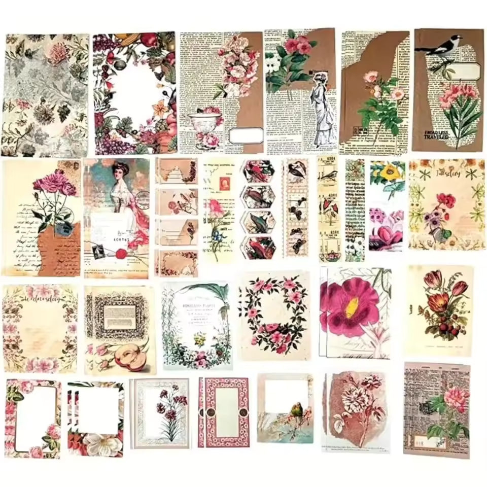 Nature ephemera kit styled in a journal spread