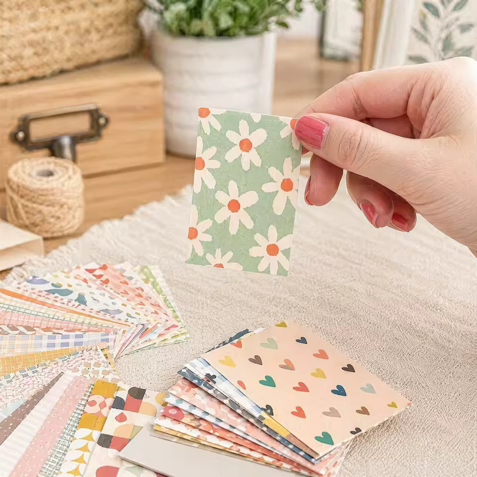 Floral Grid Dot Ephemera Kit - papers laid out flat