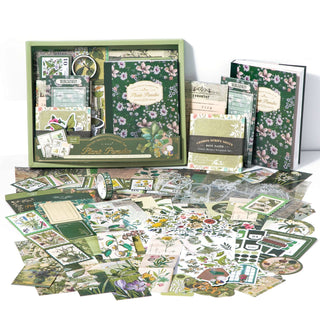 Memory Garden 180-piece botanical journaling kit with notebook, papers and stickers