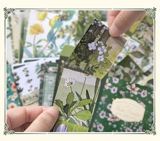 Close-up of botanical journaling papers from the 180-piece kit