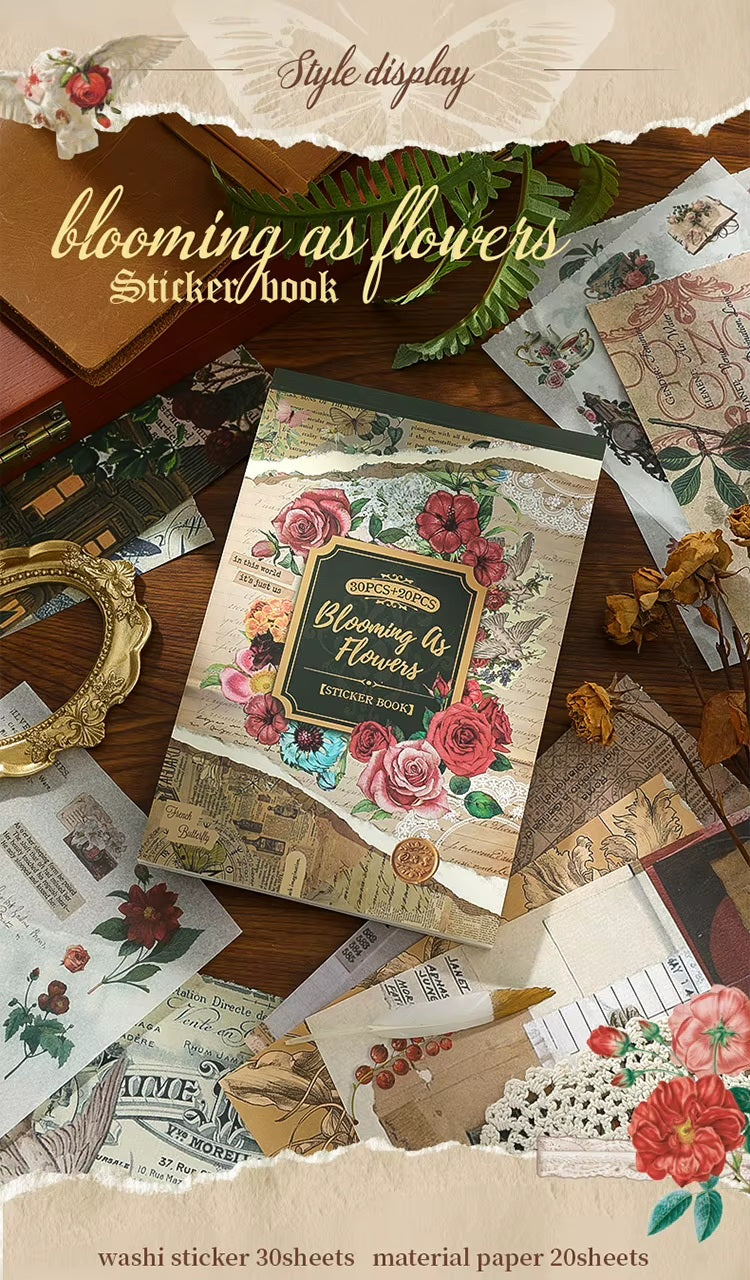 Blooming as Flowers vintage floral sticker book