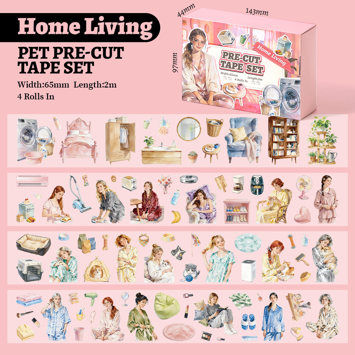Everyday Stories 4-Roll Pre-Cut PET Tape Set — product view 7