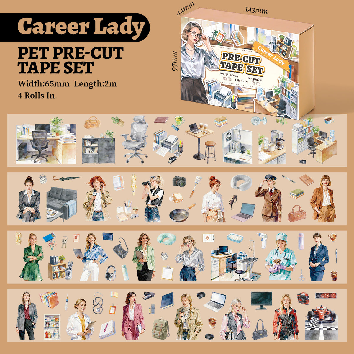 Everyday Stories 4-Roll Pre-Cut PET Tape Set — product view 8