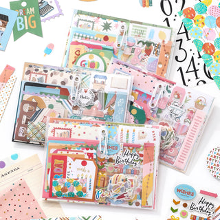 Color Stories 97-piece ephemera sticker pouch and four designs