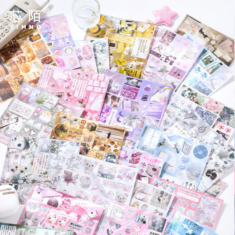 Dreamcore sticker book pages and details