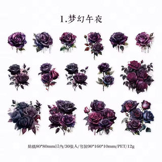 Roses in Bloom 30-Piece Vintage Sticker Pack