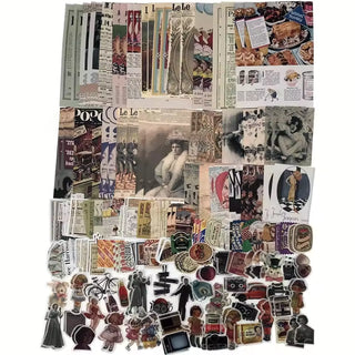 Vintage collage ephemera kit full contents overview