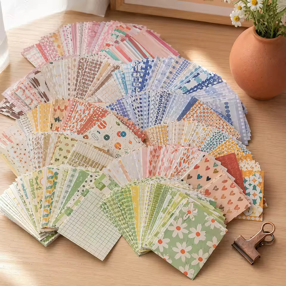 Floral Grid Dot Ephemera Kit - floral pattern paper sheets