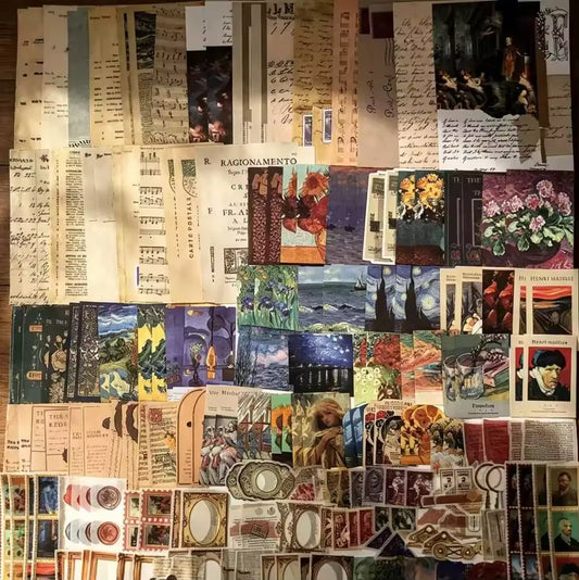 Van Gogh art ephemera kit full layout, 200 pieces