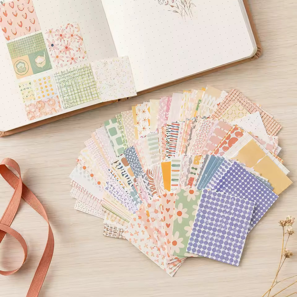 Floral Grid Dot Ephemera Kit - paper stack detail