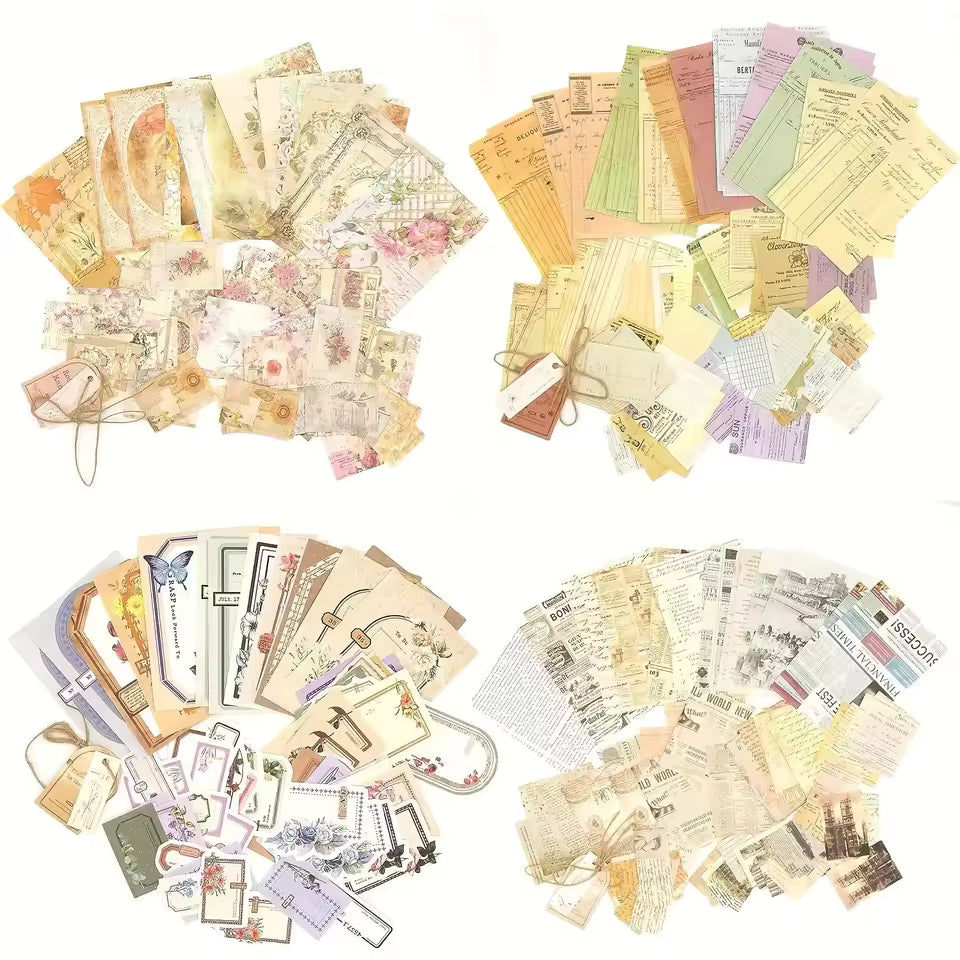 Vintage archive-safe scrapbook paper 4-pack