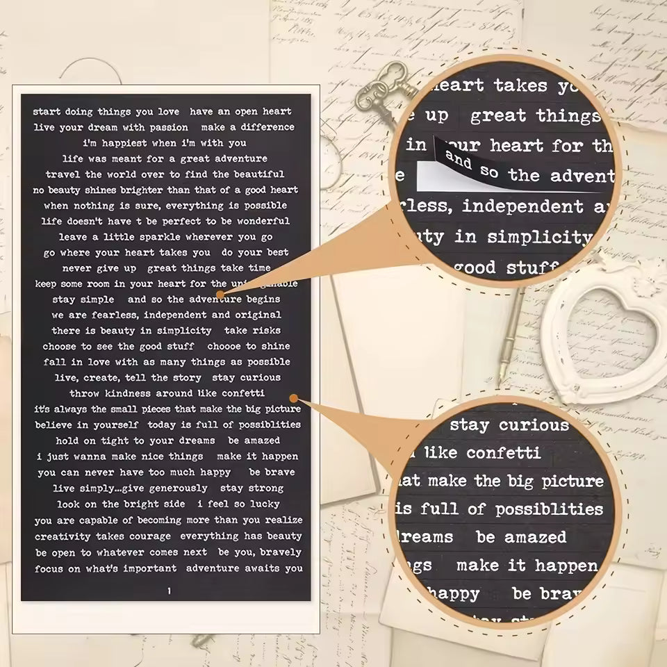 Vintage quote sticker sheets close-up
