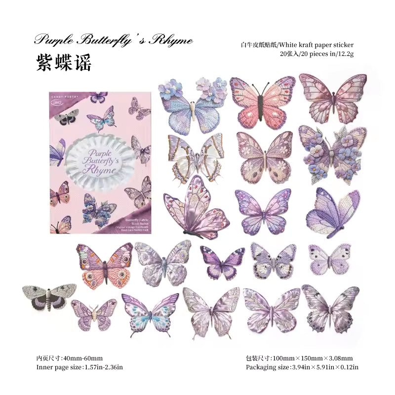 Butterfly Cabinet 20-Piece Vintage Sticker Pack
