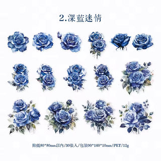 Roses in Bloom 30-Piece Vintage Sticker Pack