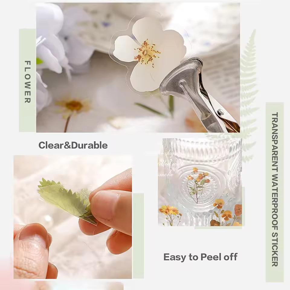 Floral botanical stickers laid out