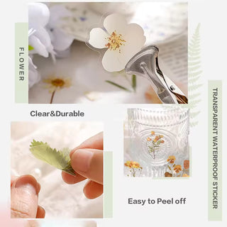 Floral botanical stickers laid out