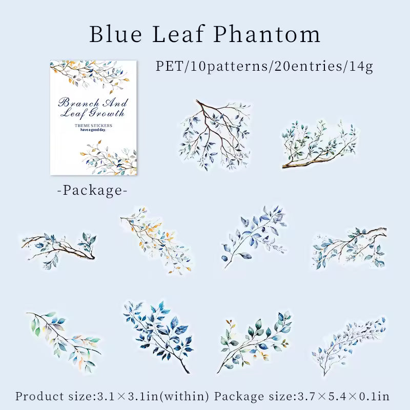Painted Branches 20-Piece Transparent Sticker Pack