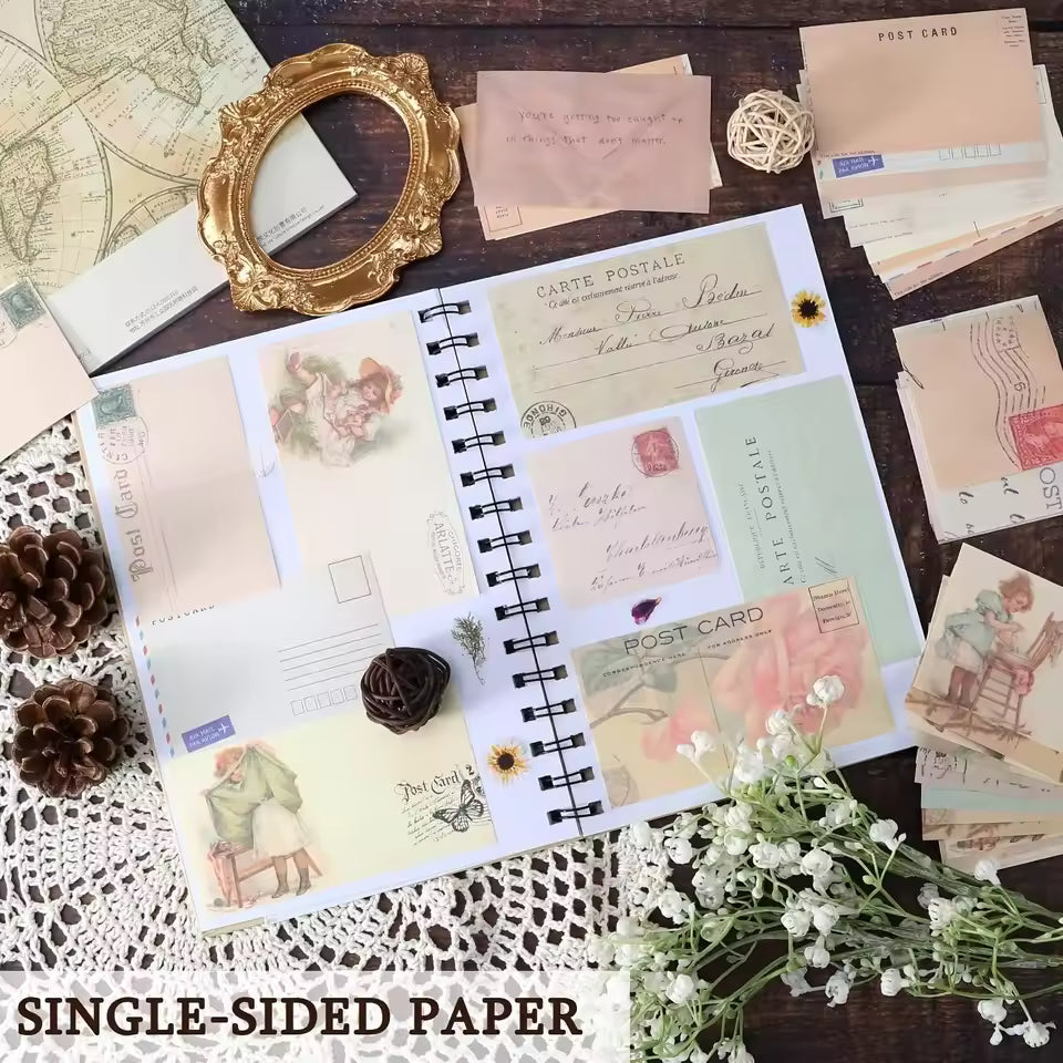 Textured vintage paper used in journal spread