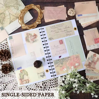 Textured vintage paper used in journal spread