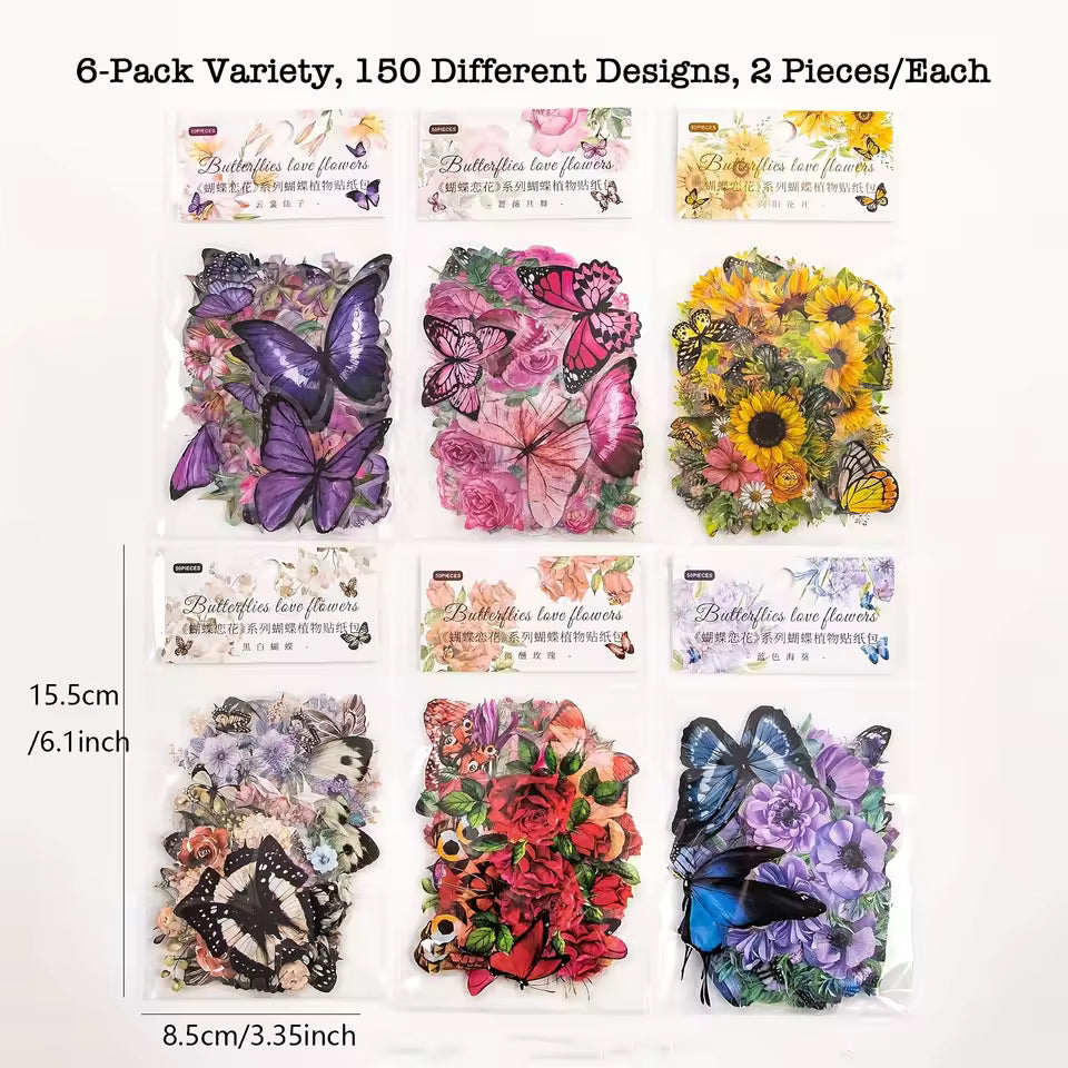 Butterfly & Floral Sticker Kit - transparent PET sticker sheets
