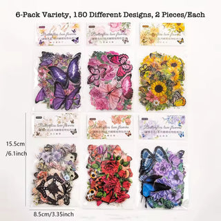 Butterfly & Floral Sticker Kit - transparent PET sticker sheets