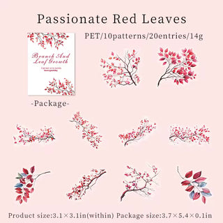 Painted Branches 20-Piece Transparent Sticker Pack