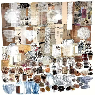 Coffee and bread ephemera kit vintage papers and stickers