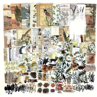 Retro craft kit with vintage paper and stickers