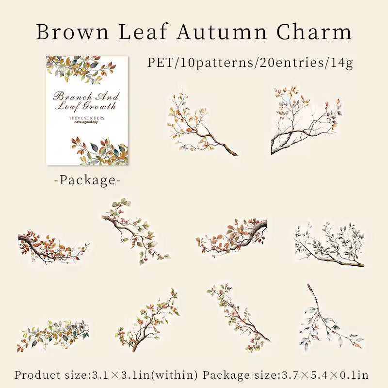 Painted Branches 20-Piece Transparent Sticker Pack