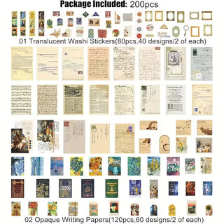 Van Gogh themed ephemera styled in a journal spread