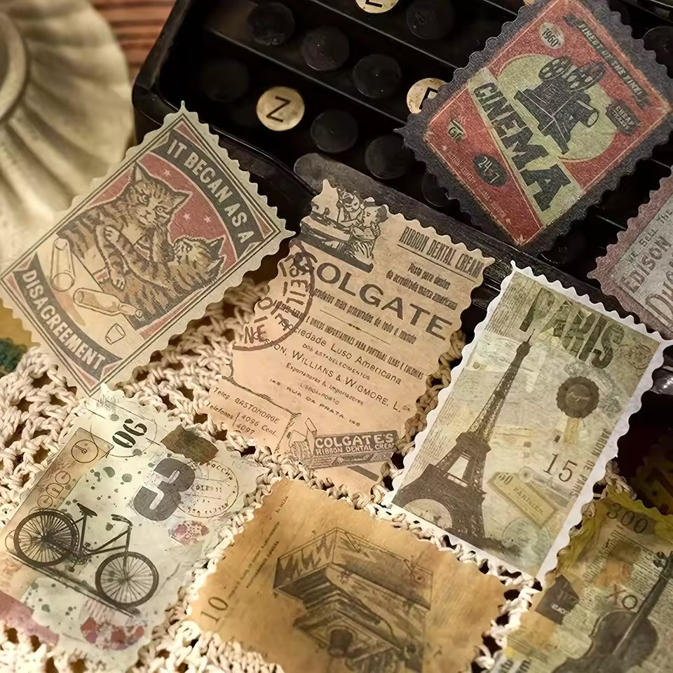 Washi stamp stickers styled on a journal page