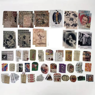 Vintage collage ephemera kit die-cut stickers