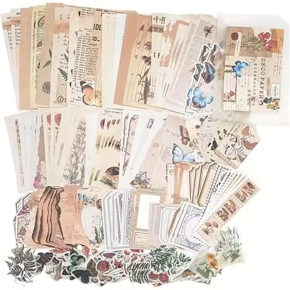 Nature-Inspired Ephemera Kit - vintage botanical paper sheets